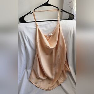 Peach Satin Cowl Neck Camisole